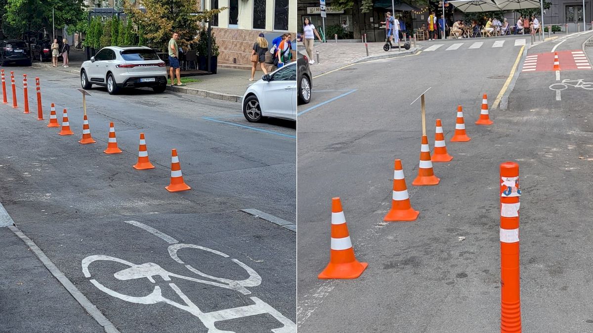 Активісти встановили забетоновані конуси на вулиці в центрі Києва: нащо це зробили