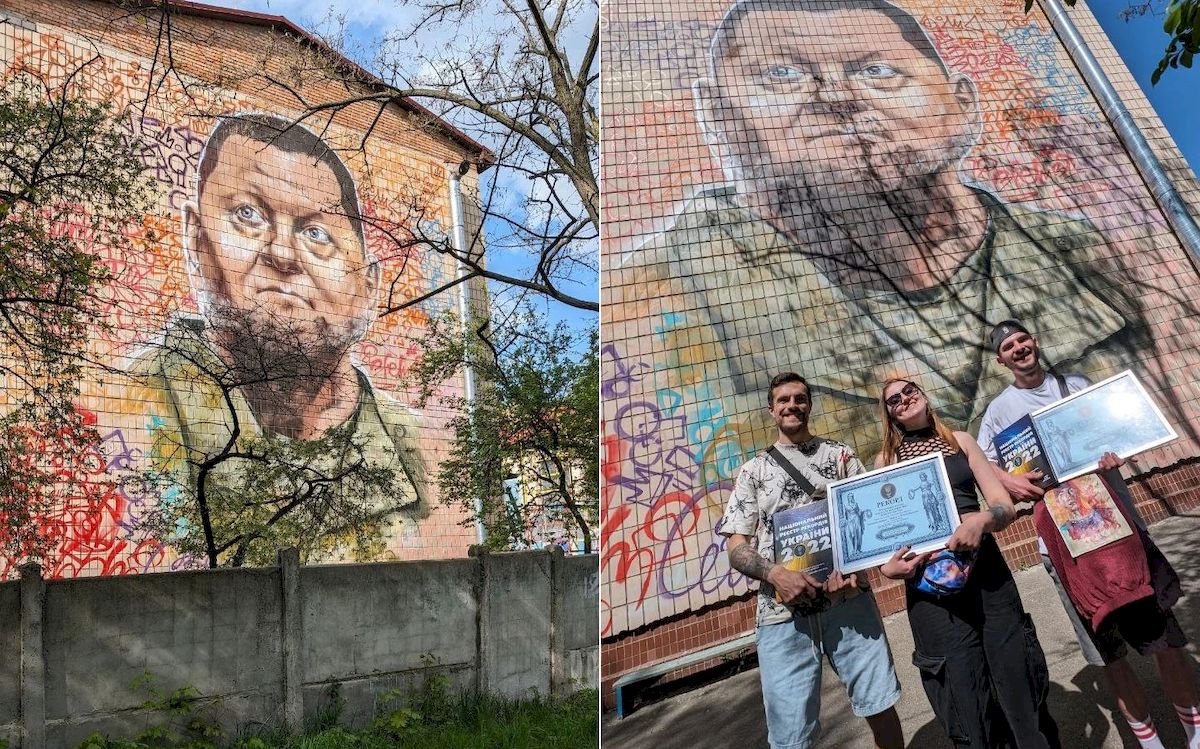 У Києві створили найбільший мурал із Залужним: до нього долучилась скандальна художниця Фуллен