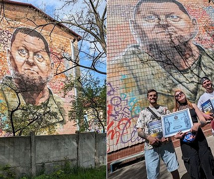 У Києві створили найбільший мурал із Залужним: до нього долучилась скандальна художниця Фуллен - 412x412
