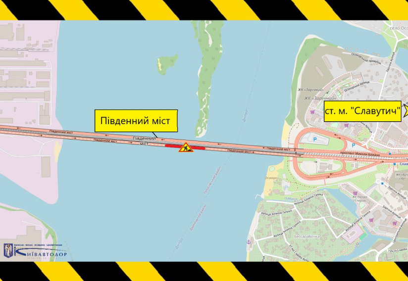 обмеження руху Південним мостом 1-4 травня