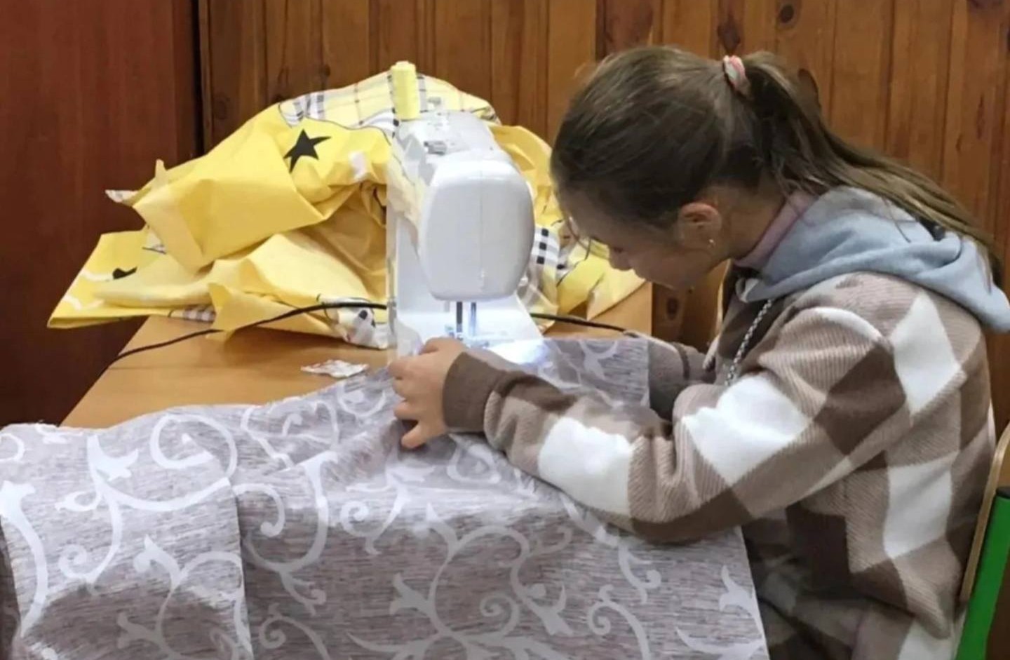 Учні київської гімназії шиють теплі лежаки для тварин з притулку
