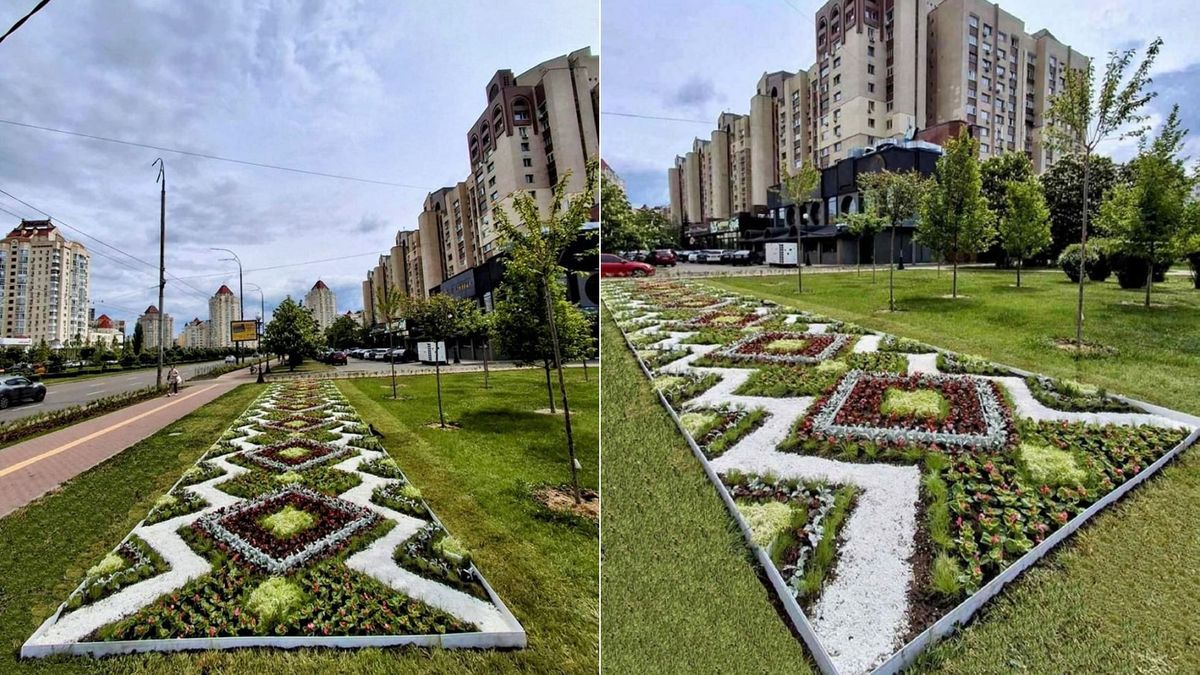 На Оболоні створили клумбу-вишиванку з понад 5000 квітів