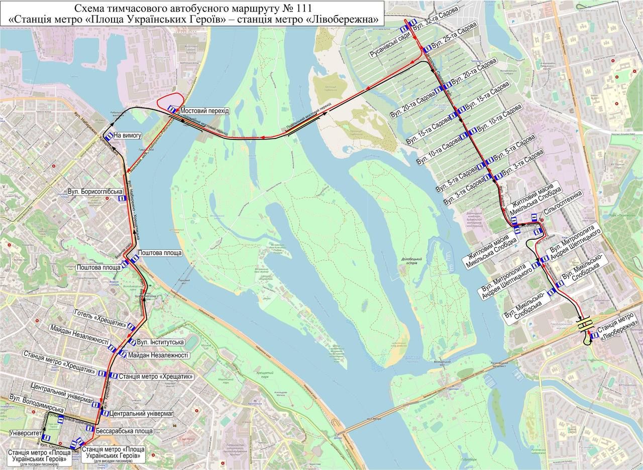 Схема руху автобуса №111