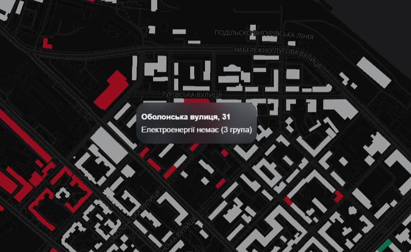 Створили мапу відключень світла у Києві