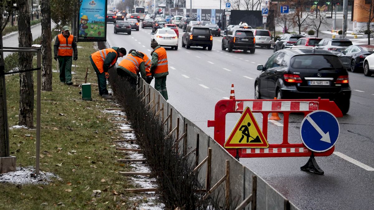 У Києві використовують європейські методи для захисту дерев та кущів узимку