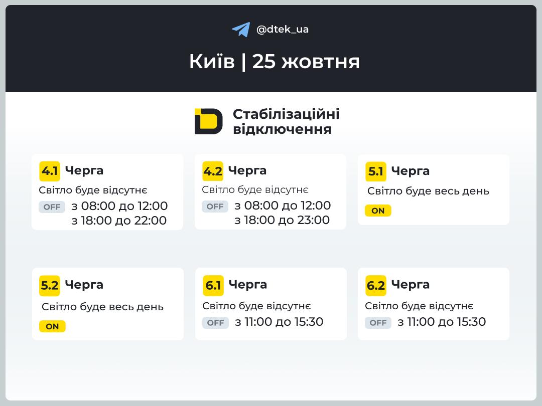 графік відключень світла
