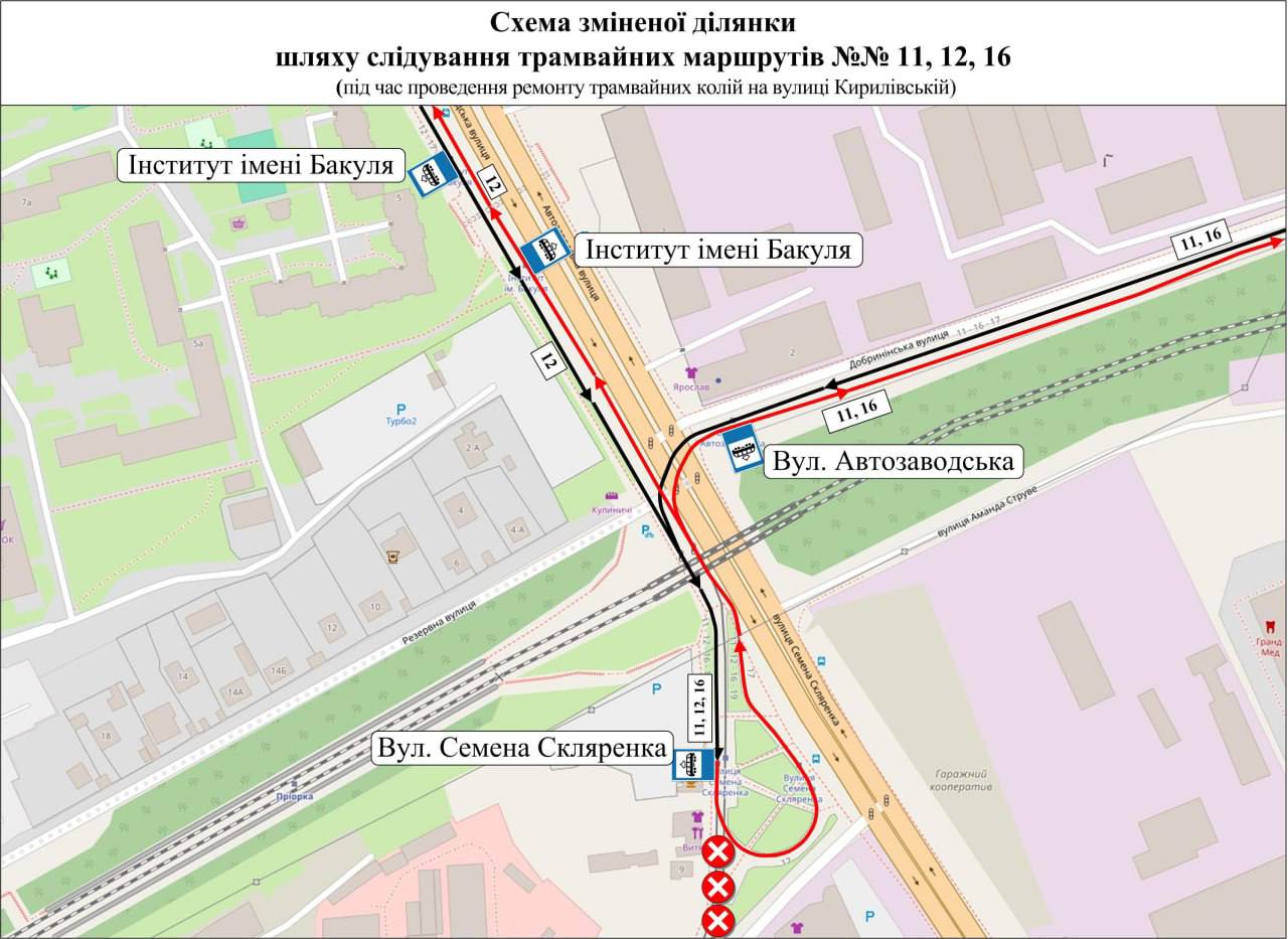 маршрут трамваїв у Києві