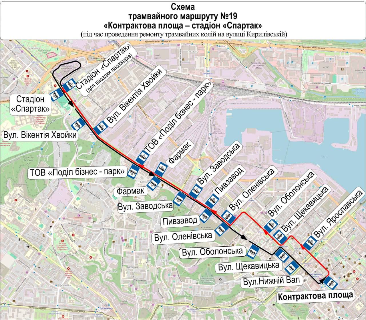 маршрут трамваїв у Києві