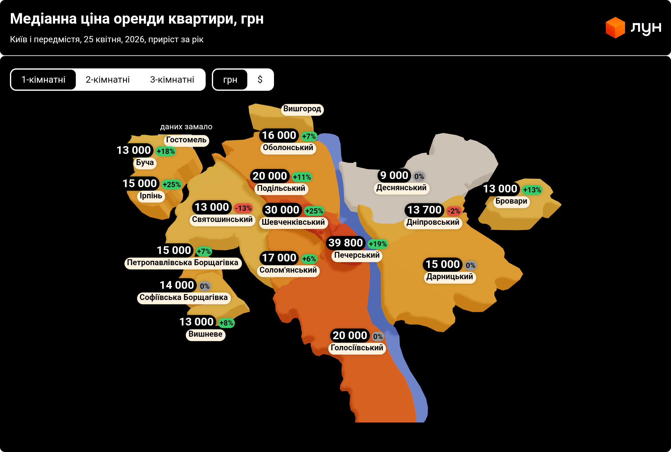 У Києві та передмісті оновили дані цін на оренду квартир. Фото: ЛУН