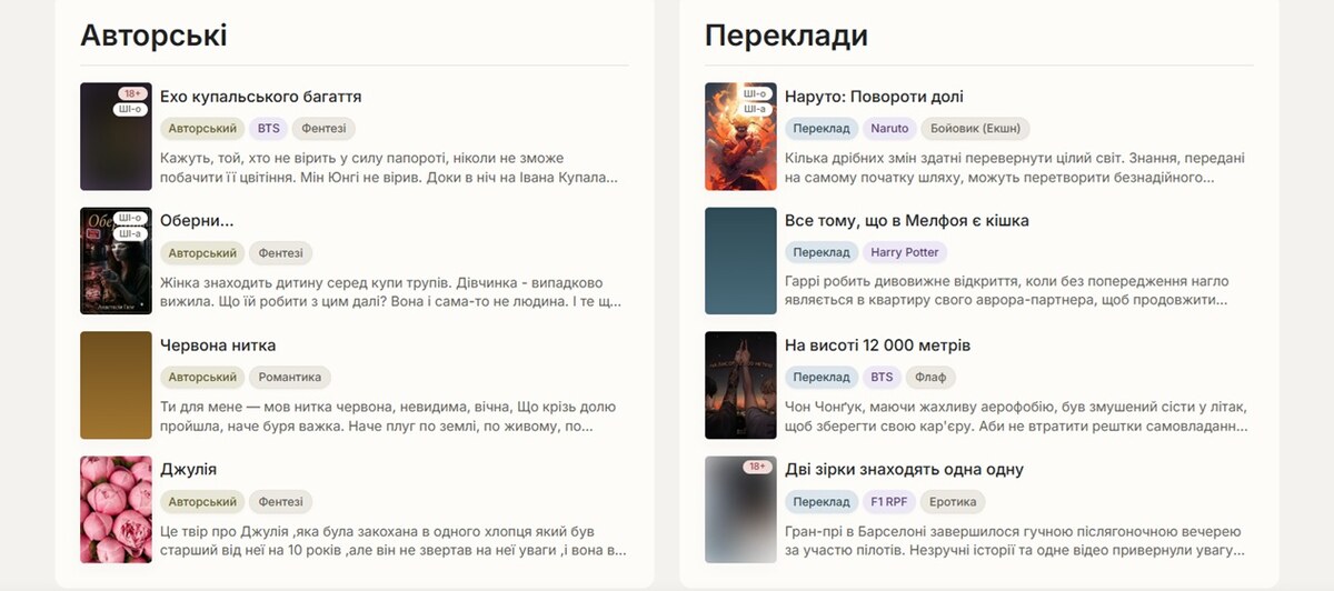 Що доступно користувачам на платформі. Фото: скриншот